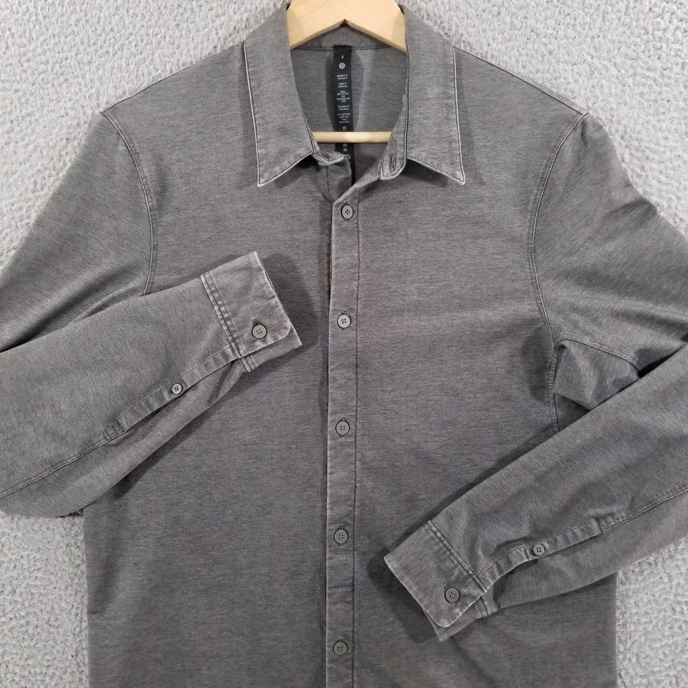 Lululemon Shirt Mens Small Gray Commission Long Sleeve Button Up Stretch Casual
